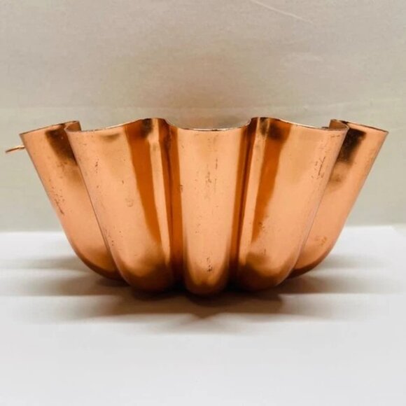 Vintage Copper Cake Jello Mold Round Fluted 3 1/2 Cups 6.75" x 3" Baking Pan EUC - Picture 5 of 9
